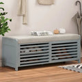 43.3 Inch Solid Wood Shutter Storage Bench with Distressed Slats