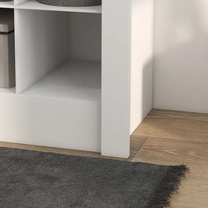 71 Inch Tall Narrow White Shoe Cabinet with Open Cubes, Holds 36 Pairs