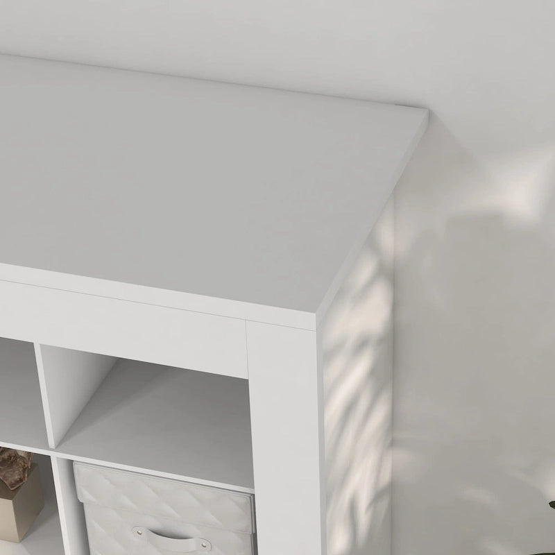 71 Inch Tall Narrow White Shoe Cabinet with Open Cubes, Holds 36 Pairs
