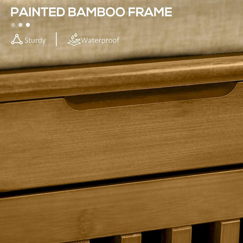 Bamboo Shoe Bench with Storage Cabinets and 3 Doors