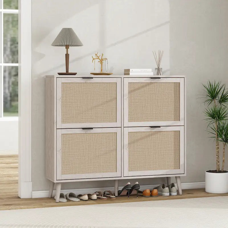 4 Door Freestanding Modern Shoe Storage Cabinet for Entryway