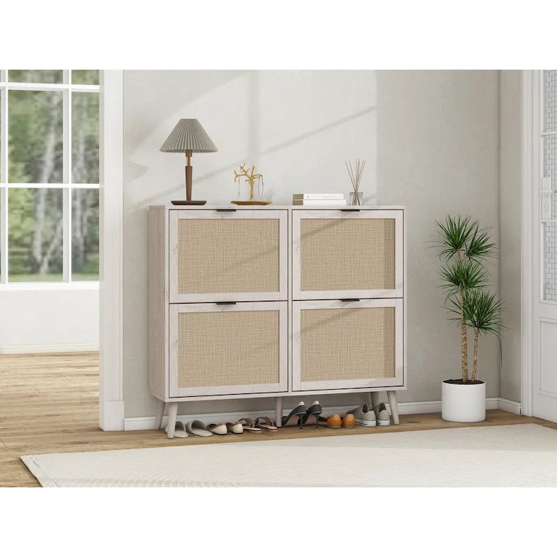4 Door Freestanding Modern Shoe Storage Cabinet for Entryway