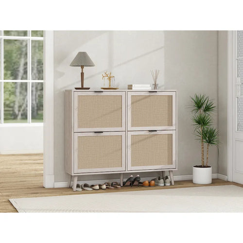 4 Door Freestanding Modern Shoe Storage Cabinet for Entryway