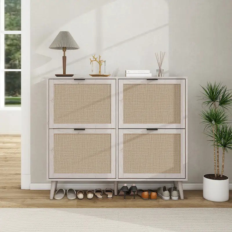 4 Door Freestanding Modern Shoe Storage Cabinet for Entryway