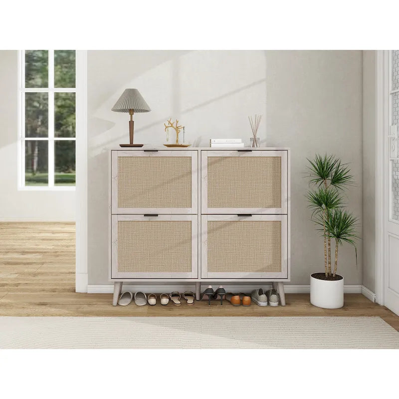 4 Door Freestanding Modern Shoe Storage Cabinet for Entryway