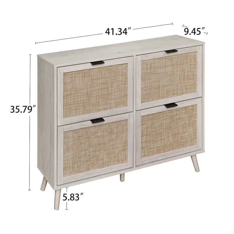 4 Door Freestanding Modern Shoe Storage Cabinet for Entryway