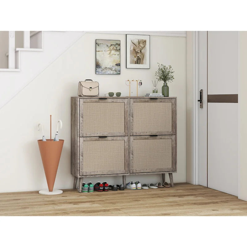 4 Door Freestanding Modern Shoe Storage Cabinet for Entryway