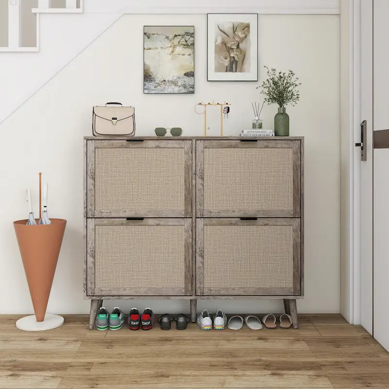4 Door Freestanding Modern Shoe Storage Cabinet for Entryway