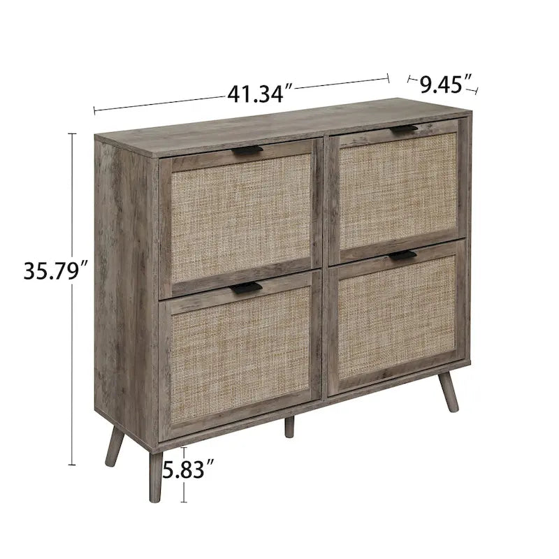 4 Door Freestanding Modern Shoe Storage Cabinet for Entryway