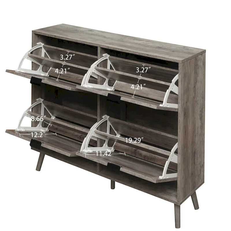 4 Door Freestanding Modern Shoe Storage Cabinet for Entryway