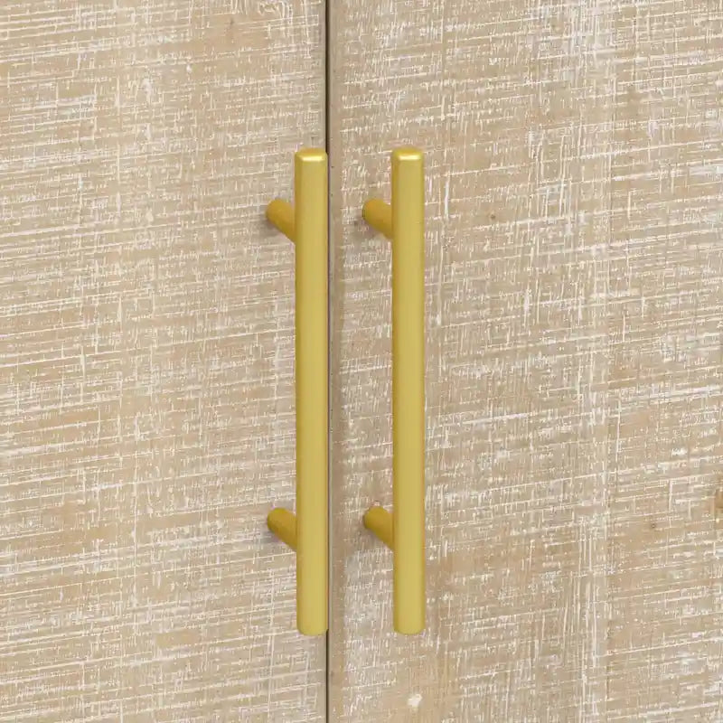 Retro-Sideboard im minimalistischen, geschwungenen Design mit goldenen Griffen und verstellbaren Regalböden