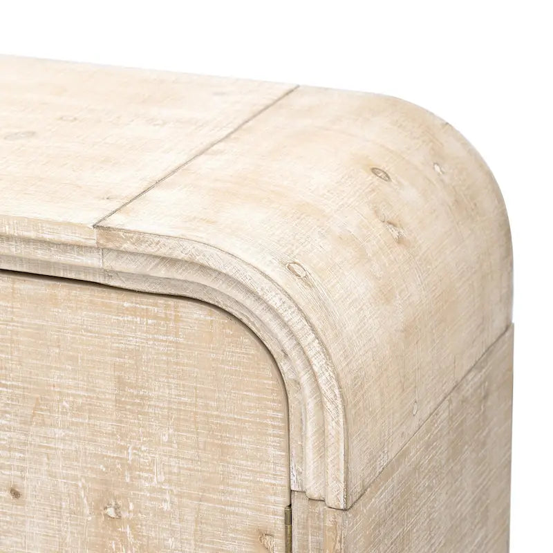 Retro-Sideboard im minimalistischen, geschwungenen Design mit goldenen Griffen und verstellbaren Regalböden