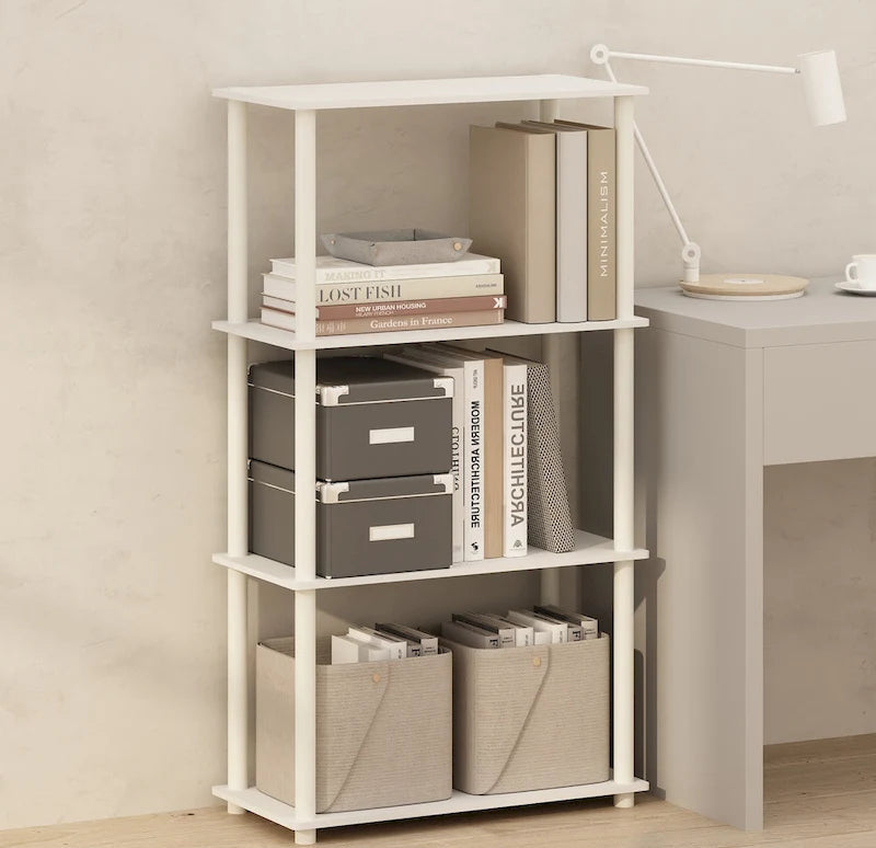 4-Tier Multipurpose Shelf Display Rack and Bookcase, White