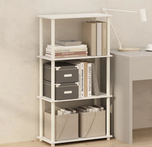 4-Tier Multipurpose Shelf Display Rack and Bookcase, White