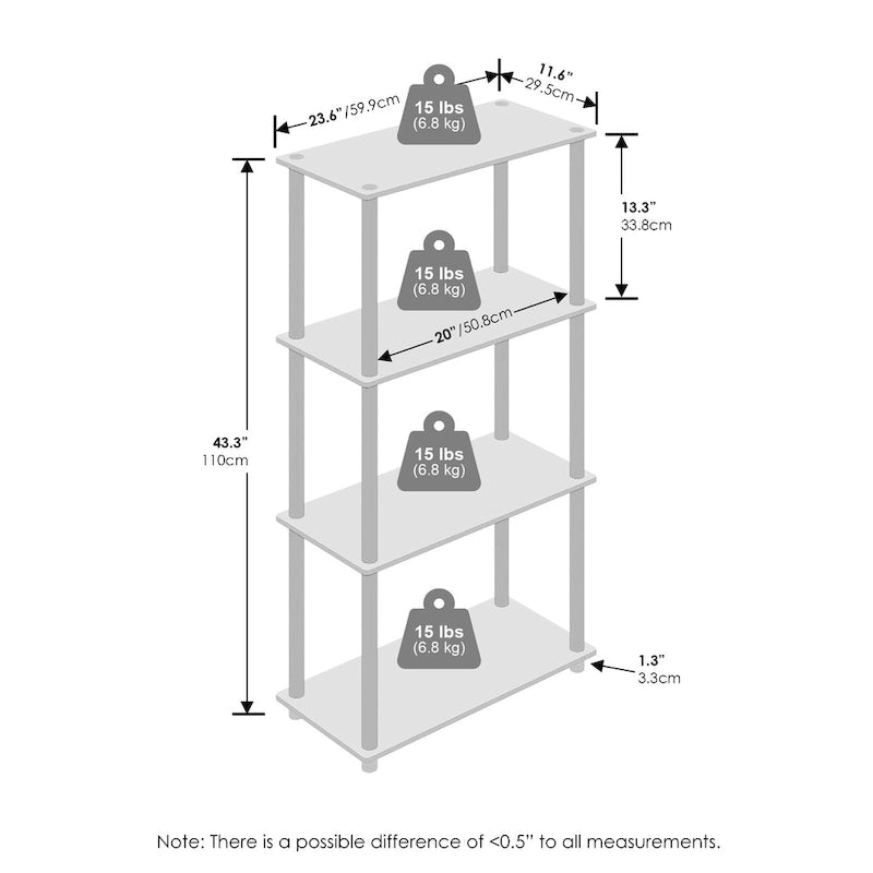 4-Tier Multipurpose Shelf Display Rack and Bookcase, White