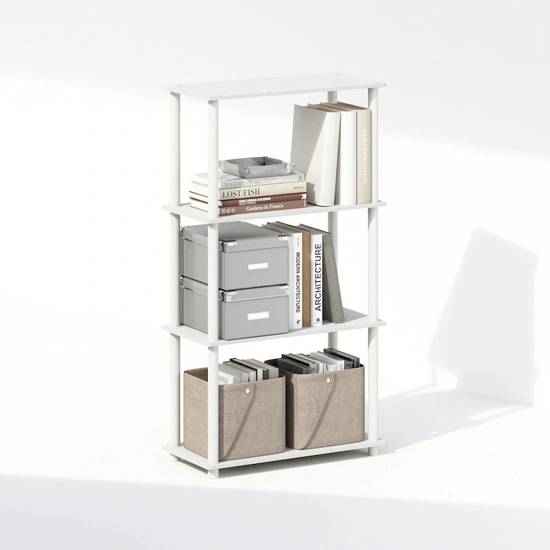 4-Tier Multipurpose Shelf Display Rack and Bookcase, White