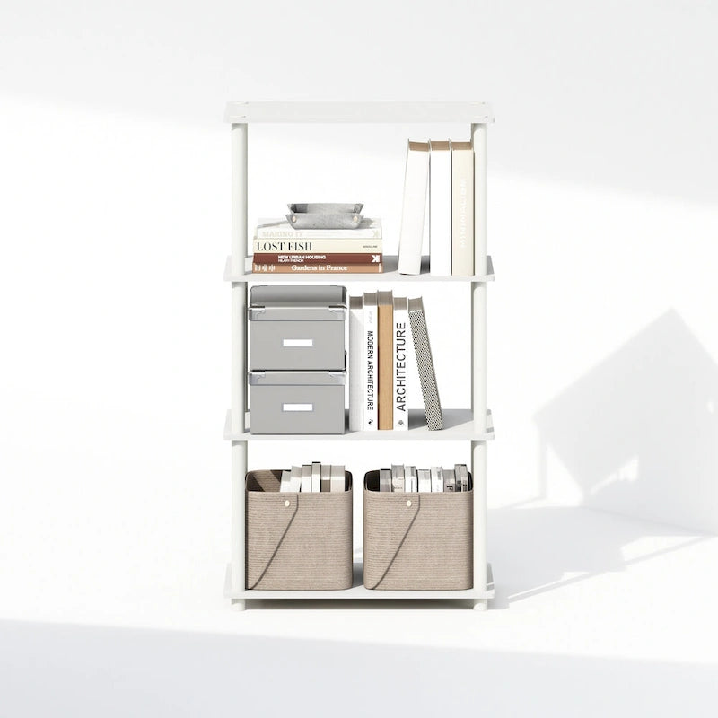 4-Tier Multipurpose Shelf Display Rack and Bookcase, White
