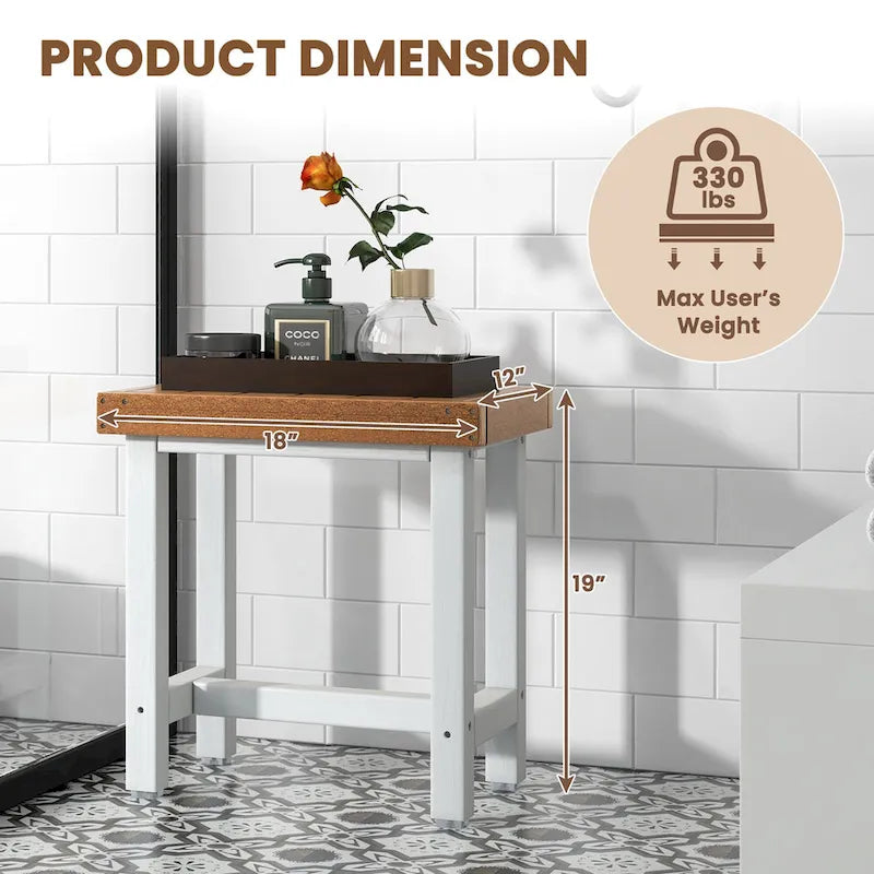 18 x 12 Heavy Duty HDPE Waterproof Shower Bench Spa Bath Stool