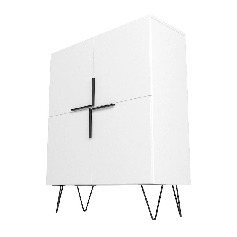 Mid-Century Modern Low Cabinet with 4 Doors and 4 Shelves
