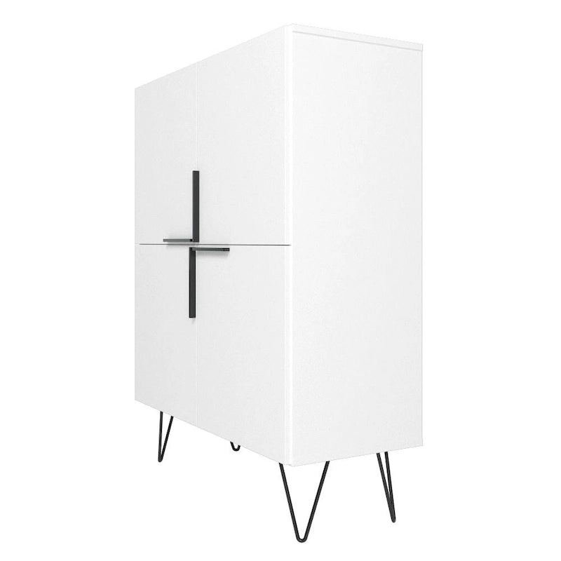 Modernes niedriges Mid-Century-Schrankelement mit 4 Türen und 4 Regalböden