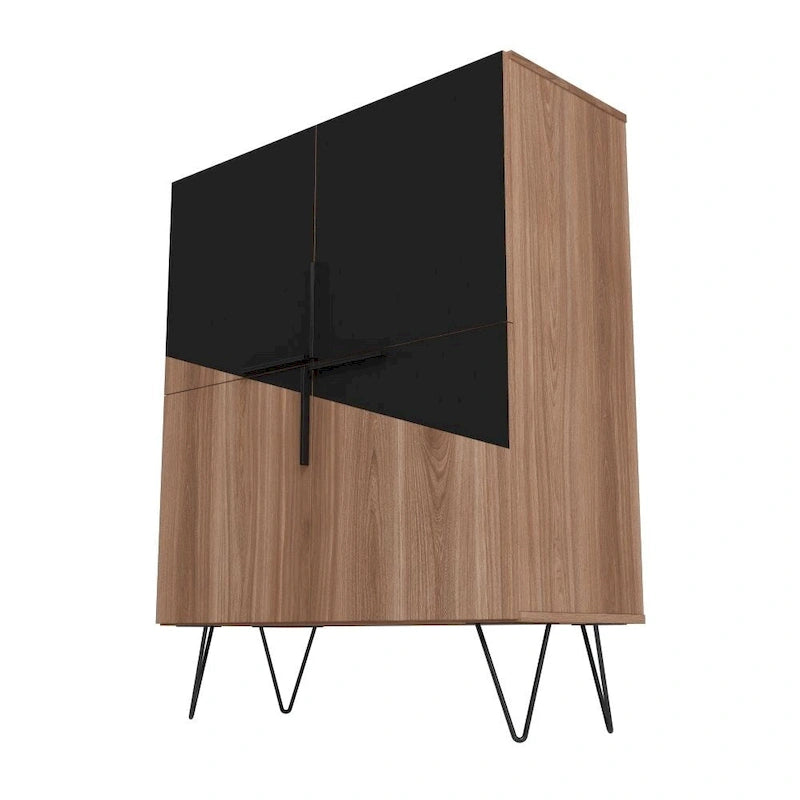 Modernes niedriges Mid-Century-Schrankelement mit 4 Türen und 4 Regalböden