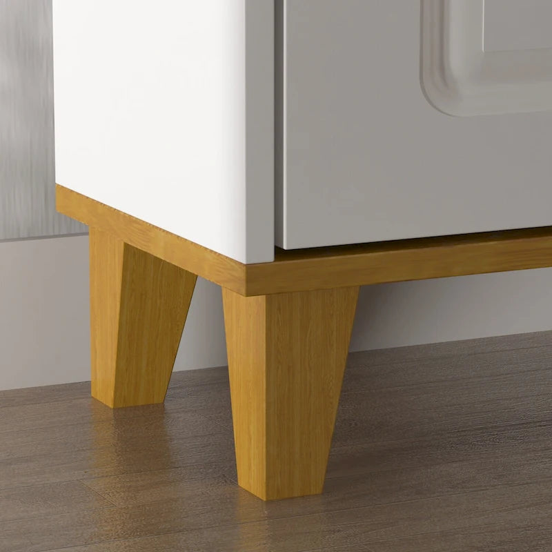 24-Pair White Shoe Storage Cabinet with 3 Fold-Down Drawers