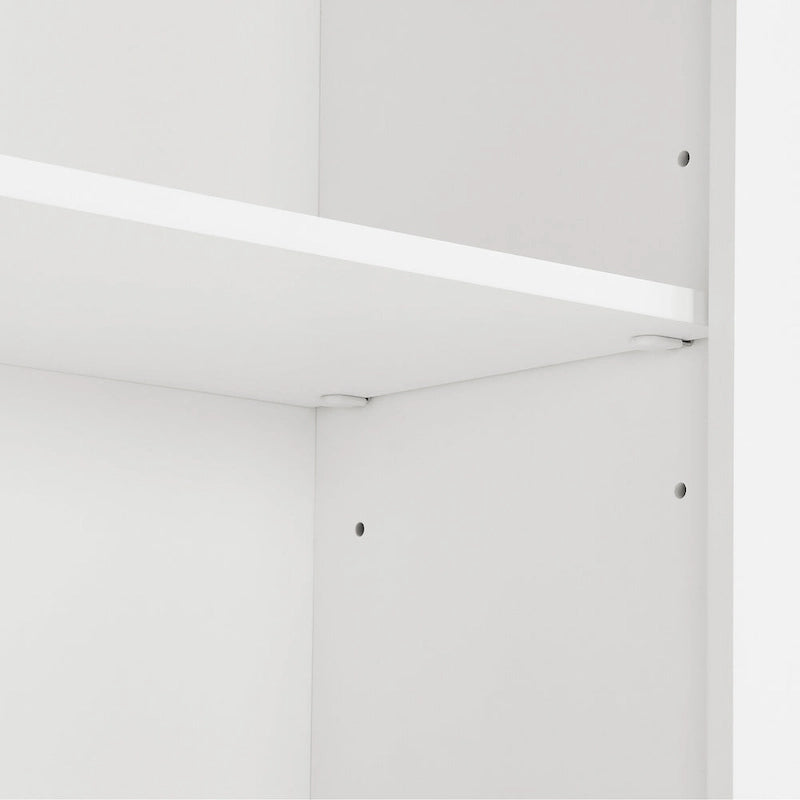 Meuble de rangement de salle de bains haut avec portes et étagères ouvertes