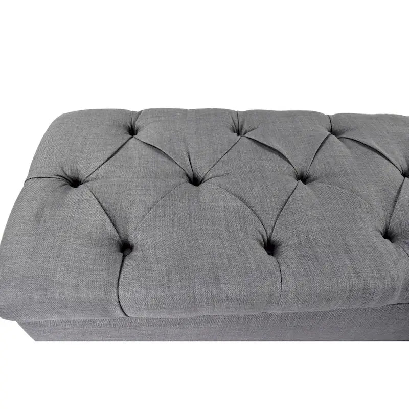 Dark Grey Diamond Tufted Shoe Storage Bench with Compartments