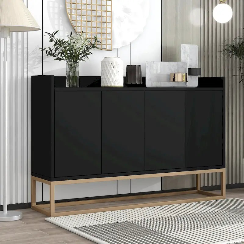 Modern White Sideboard Buffet Cabinet with Gold Legs