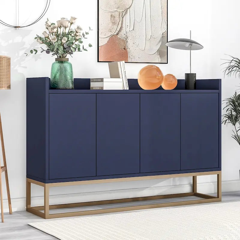 Modern White Sideboard Buffet Cabinet with Gold Legs