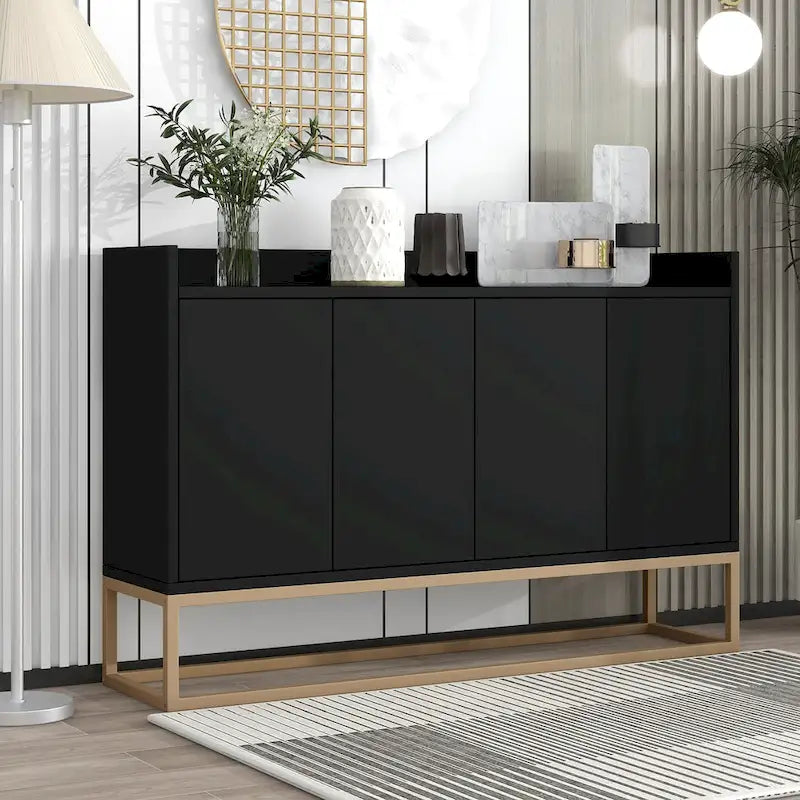 Modern White Sideboard Buffet Cabinet with Gold Legs