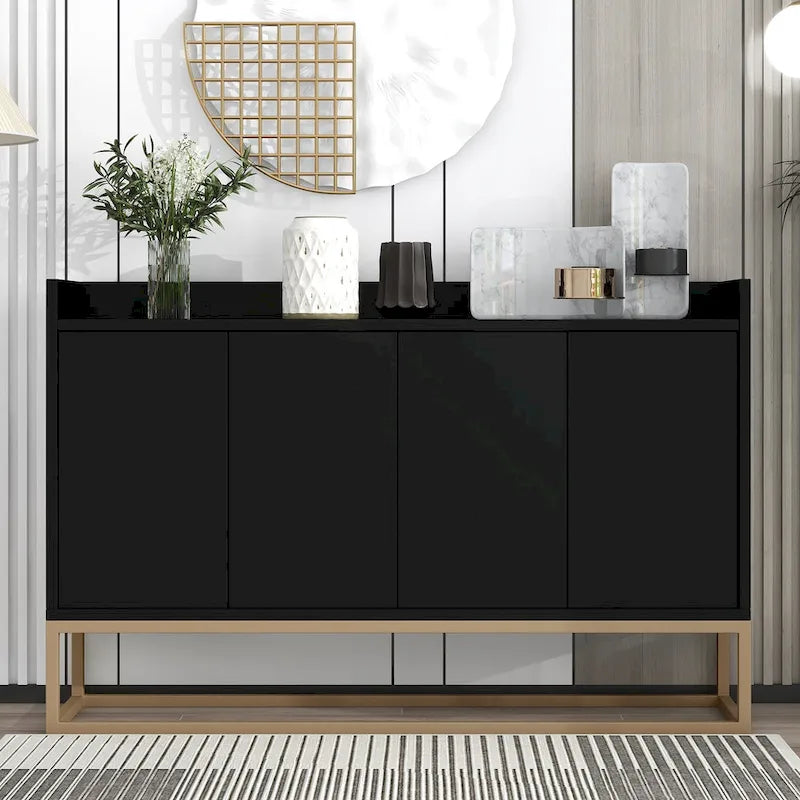 Buffet moderne blanc avec pieds dorés