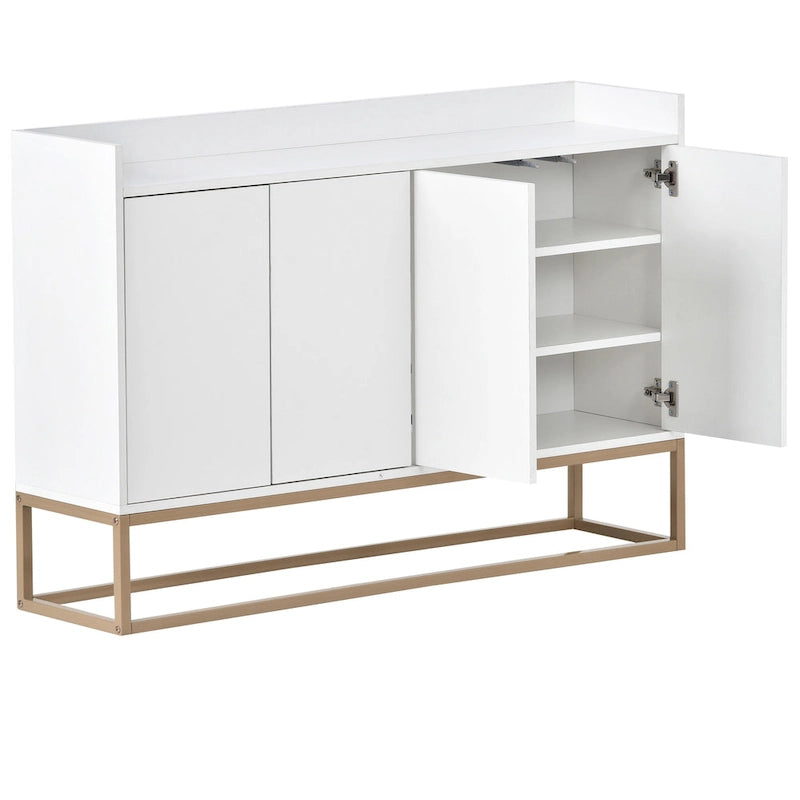 Buffet moderne blanc avec pieds dorés