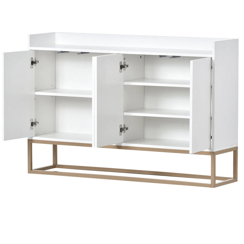 Buffet moderne blanc avec pieds dorés