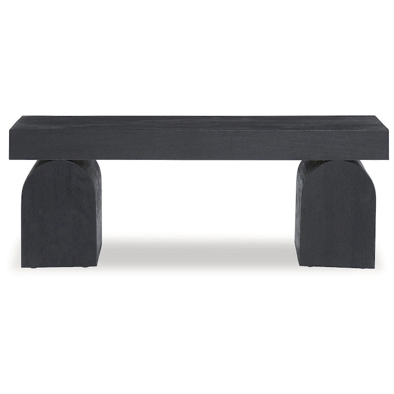 Matte Black Solid Wood Accent Bench with Sandblasted Finish, 50W x 16D x 18.25H