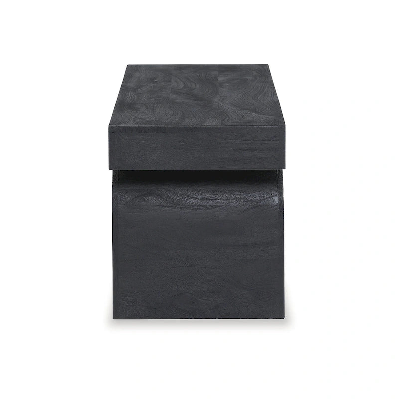Matte Black Solid Wood Accent Bench with Sandblasted Finish, 50W x 16D x 18.25H