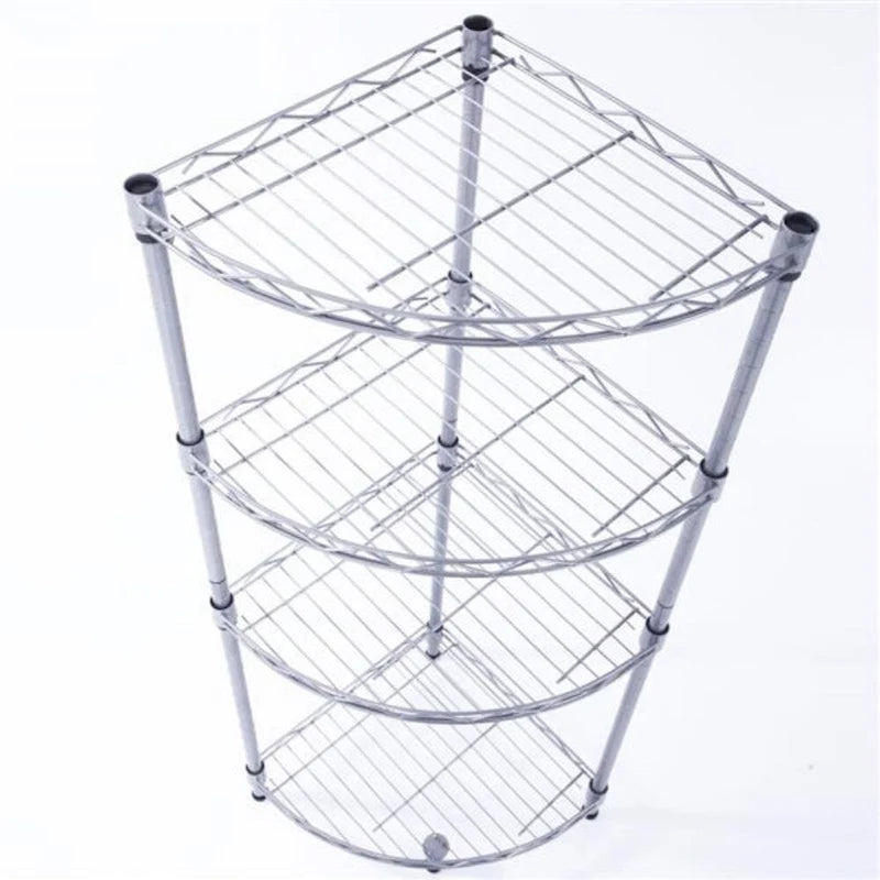 Fan-Shaped 4-Tier Carbon Steel Corner Storage Rack