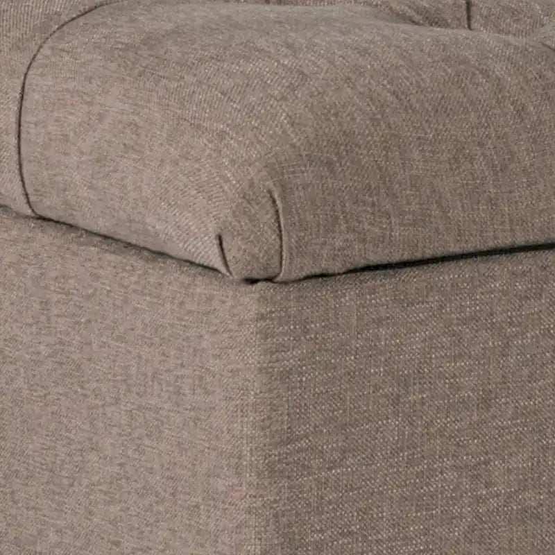 Gestoffeerde houten bank van geweven stof met knopenpatroon en scharnierende opbergruimte - 18H x 40W x 18L