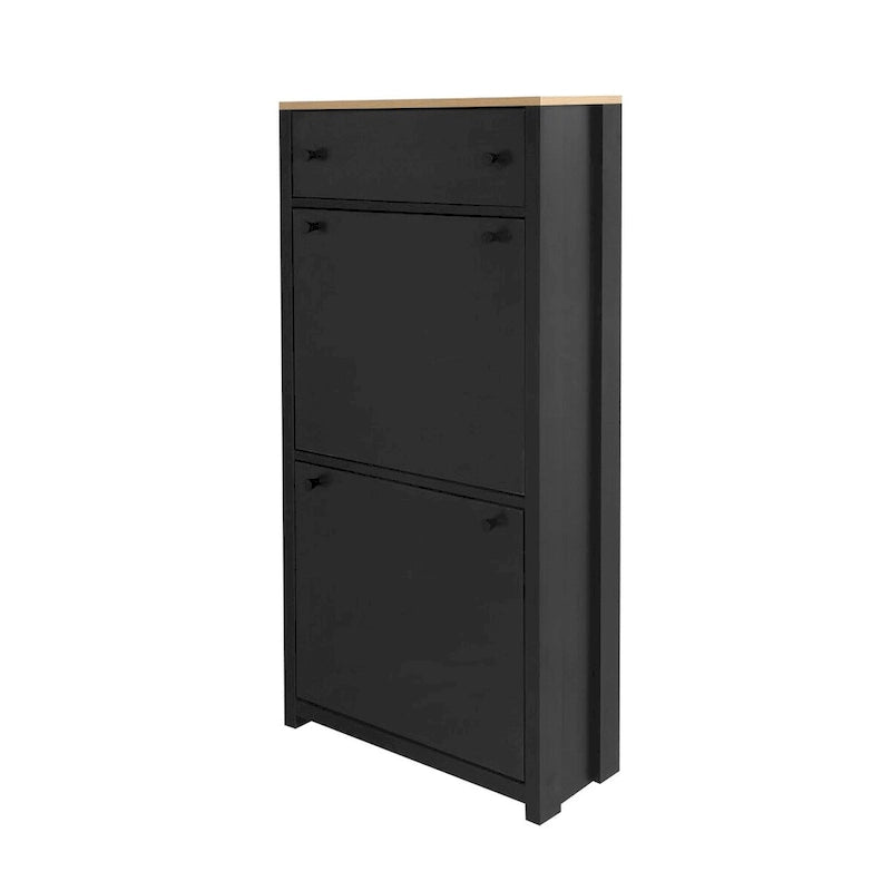 Functional Entryway Shoe Organizer with 2 Flip Drawers