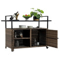 Desserte de bar roulante à trois niveaux avec rangement derrière une porte