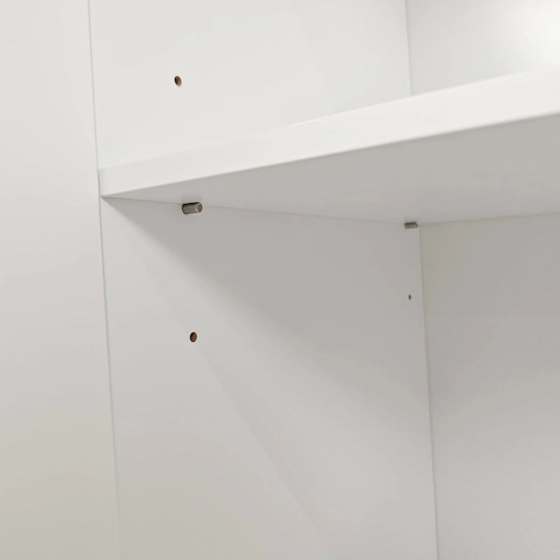 4 Door Intaglio Storage Cabinet with Pine Legs, White Minimalist