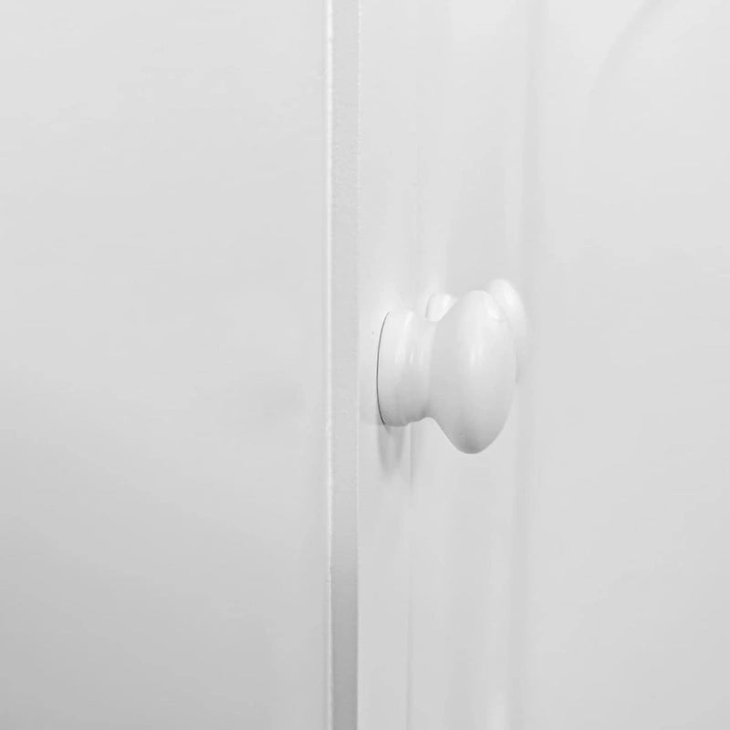 4 Door Intaglio Storage Cabinet with Pine Legs, White Minimalist
