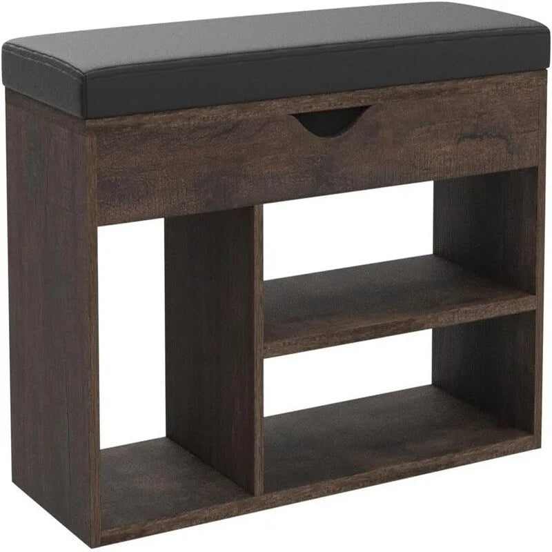 Entryway Shoe Storage Bench with Flip-Top Compartment - 11.8D x 31.5W x 17.5H