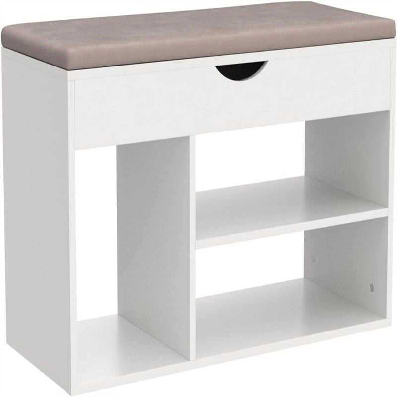Entryway Shoe Storage Bench with Flip-Top Compartment - 11.8D x 31.5W x 17.5H