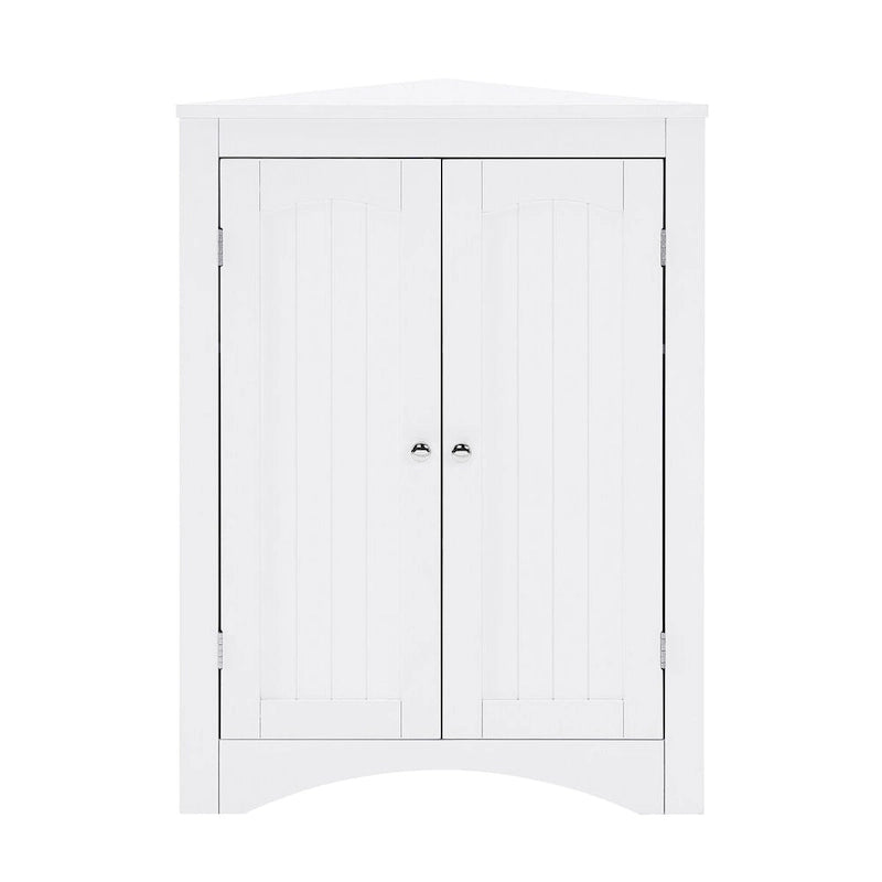 Freestanding Corner Storage Cabinet with Doors and Shelves