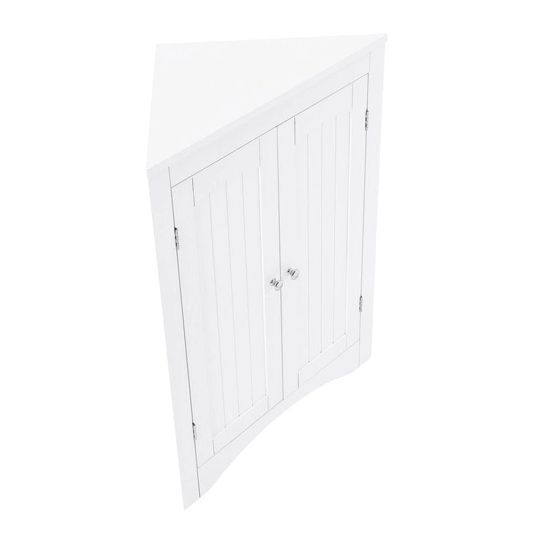 Freestanding Corner Storage Cabinet with Doors and Shelves
