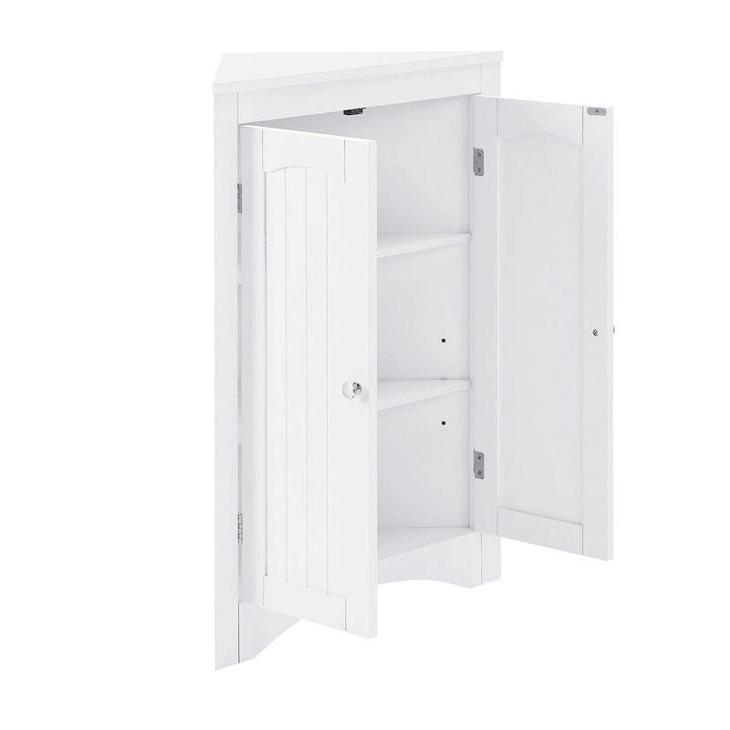 Meuble de rangement d’angle autoportant avec portes et étagères