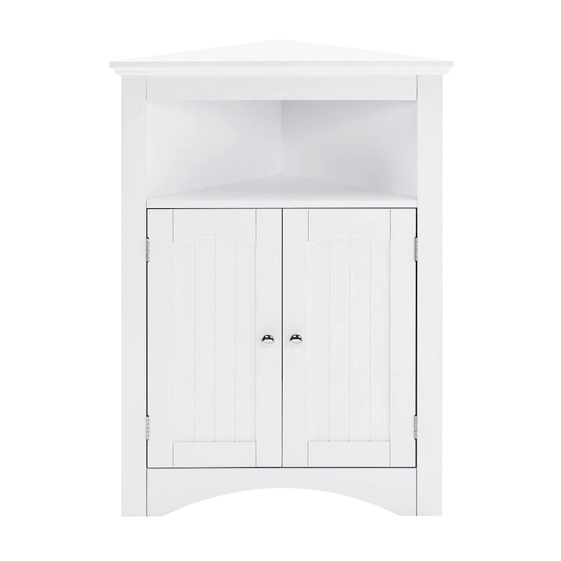 Meuble de rangement d’angle autoportant avec portes et étagères