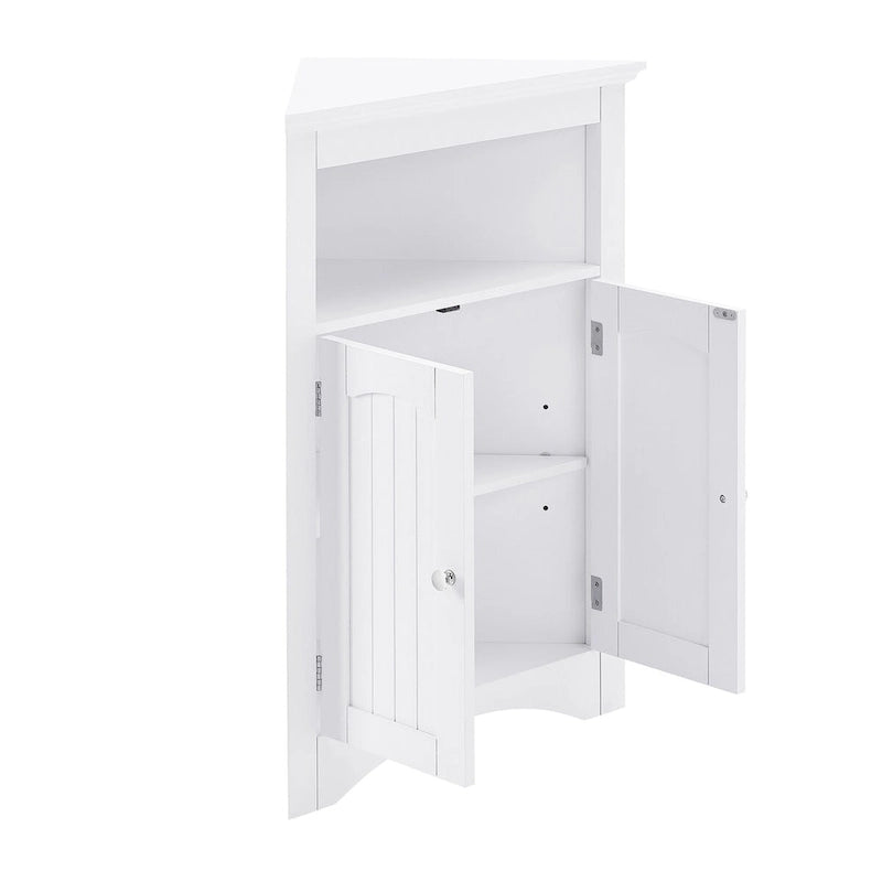 Meuble de rangement d’angle autoportant avec portes et étagères