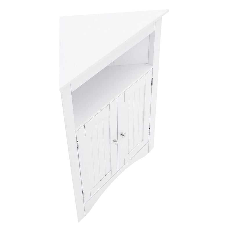 Meuble de rangement d’angle autoportant avec portes et étagères